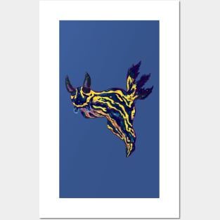 Navy and Gold Striped Nudibranch Posters and Art